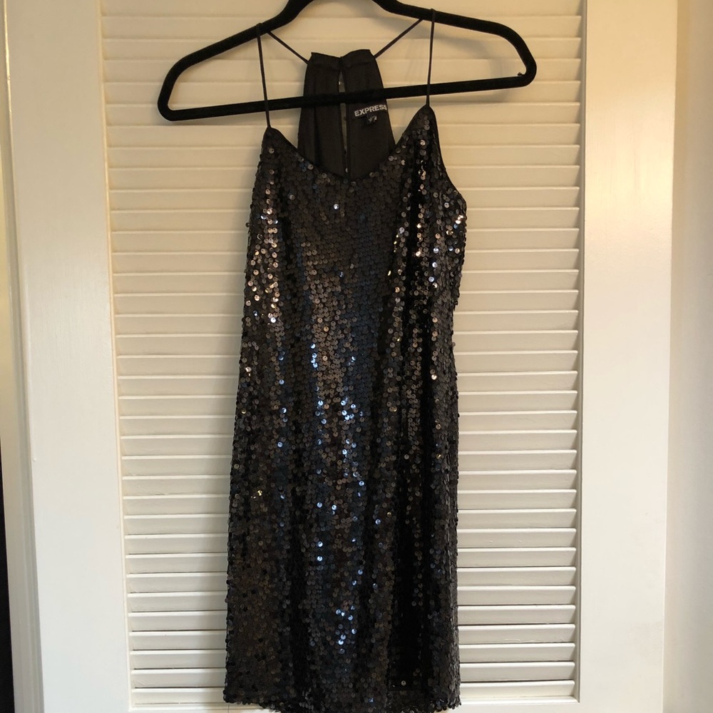 Express Black Sequins Mini Dress